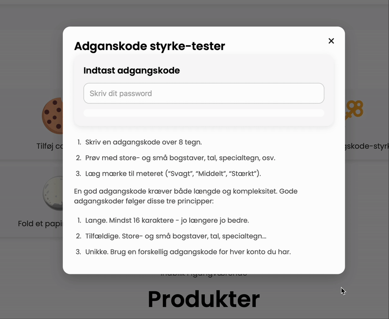 Adgangskode styrke test