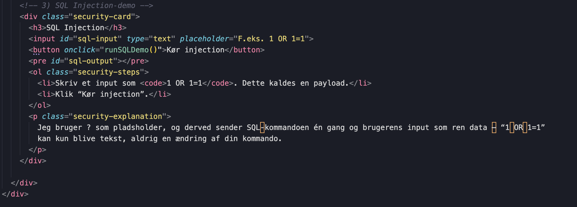 SQL Injection opsætning