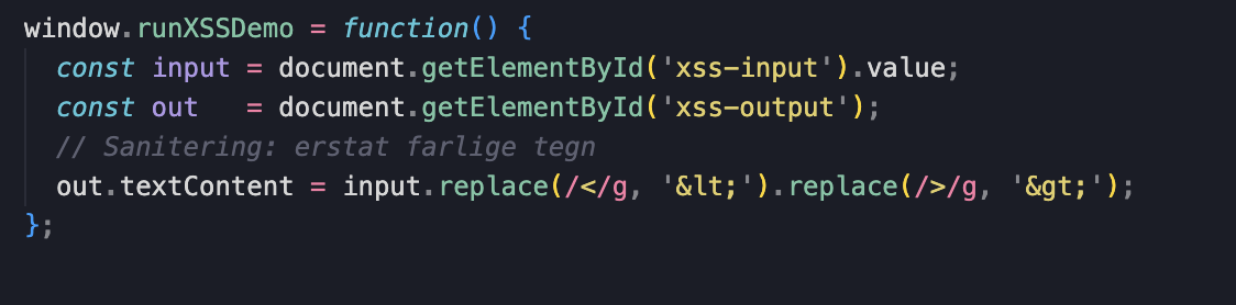 XSS test resultat