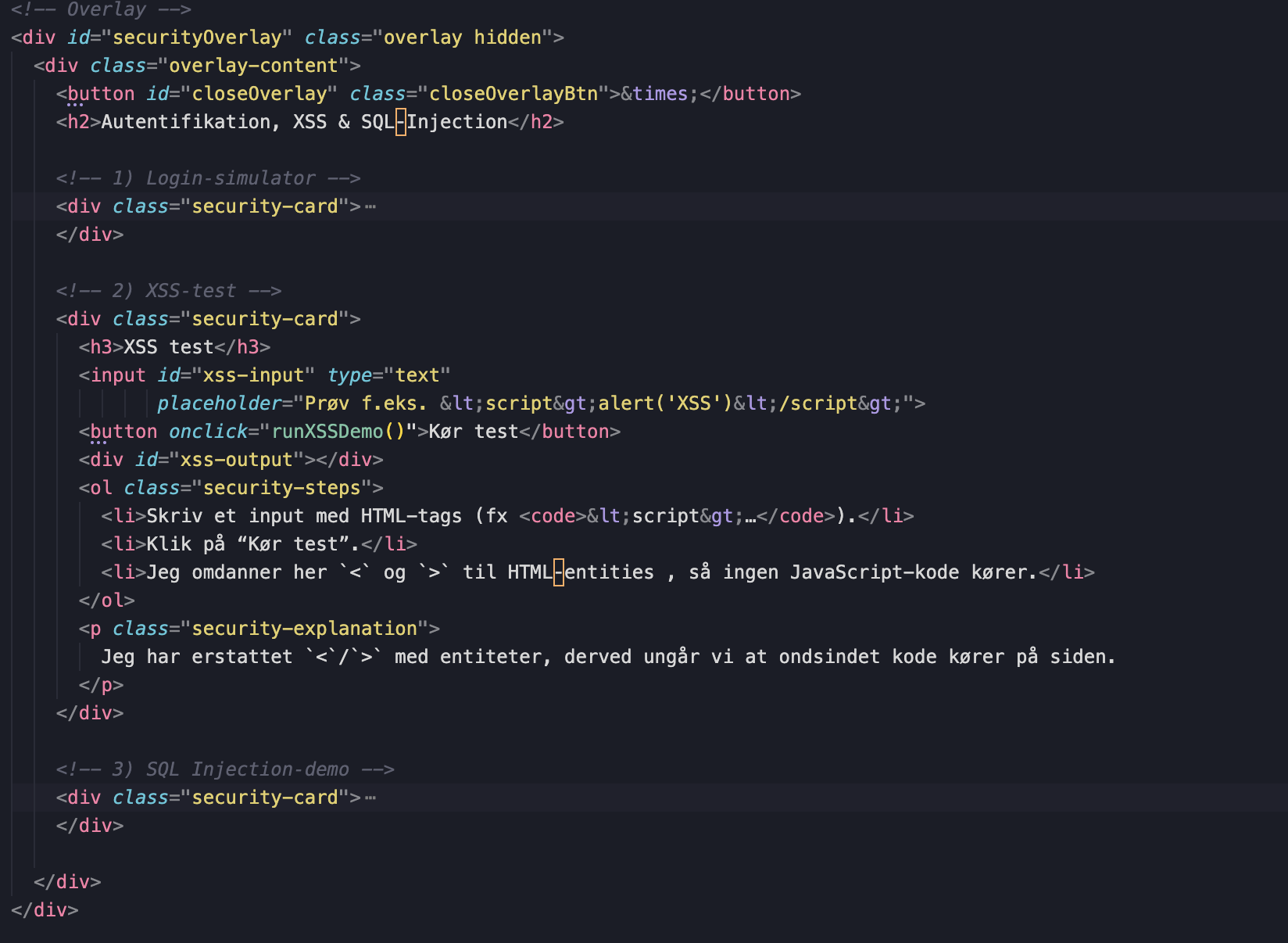 XSS test opsætning